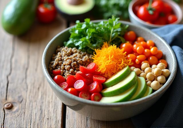 Vibrant bowl of healthy food, symbolizing balanced nutrition
